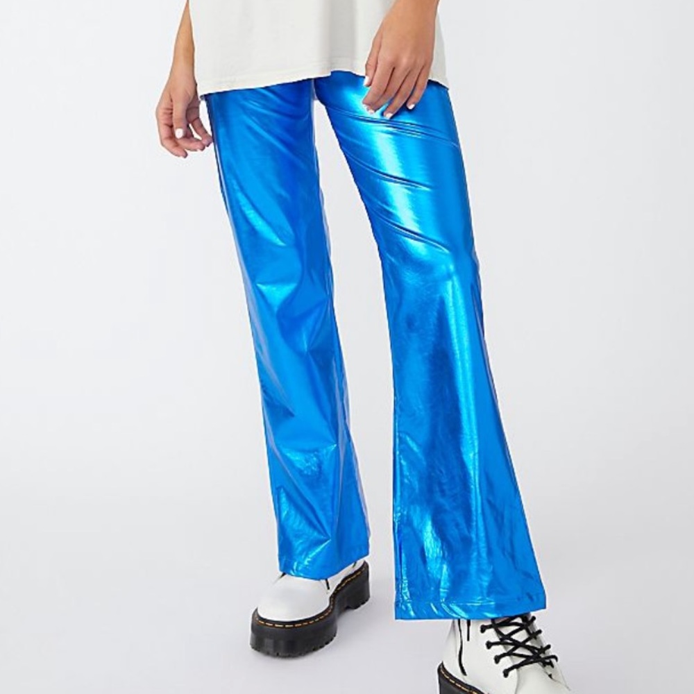 NWT free people “unique pants” shiny blue